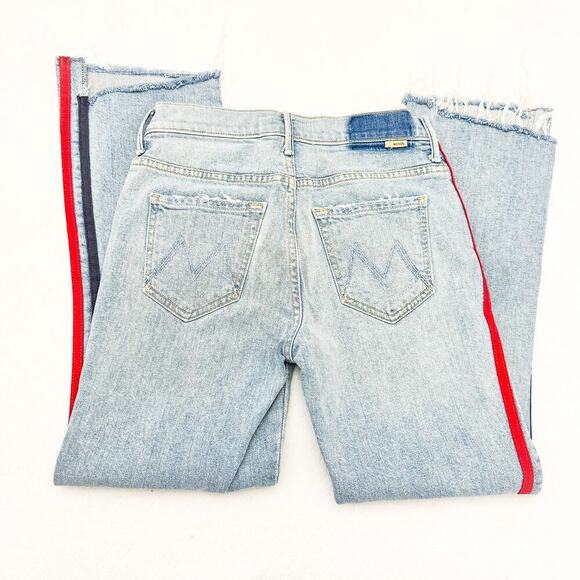 Mother Superior The Insider Crop Fray Thanks, Again Racer Denim Jeans Size 24 - Picture 5 of 11